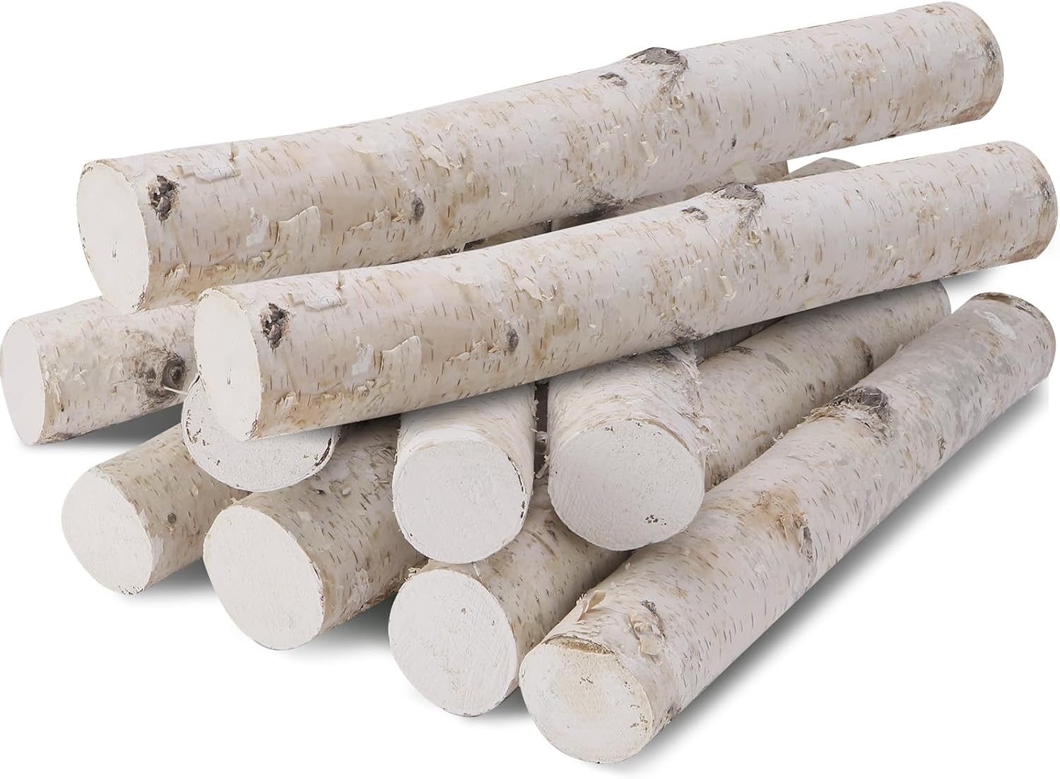 10 Pack Natural Birch Logs for Fireplace Decor, Decorative Fireplace Logs