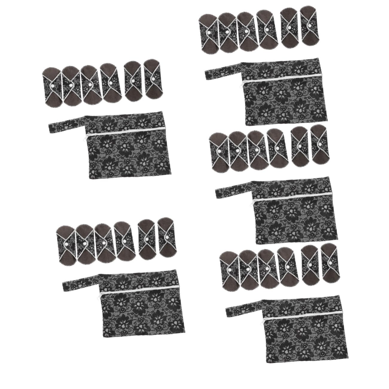 FOMIYES Lot De 5 Serviettes Hygiéniques Réutilisables Et Étanches Pour Femmes Lavables À Imprimé Carbone Compactes Pour Voyage Usage Quotidien 6 Pièces X 5