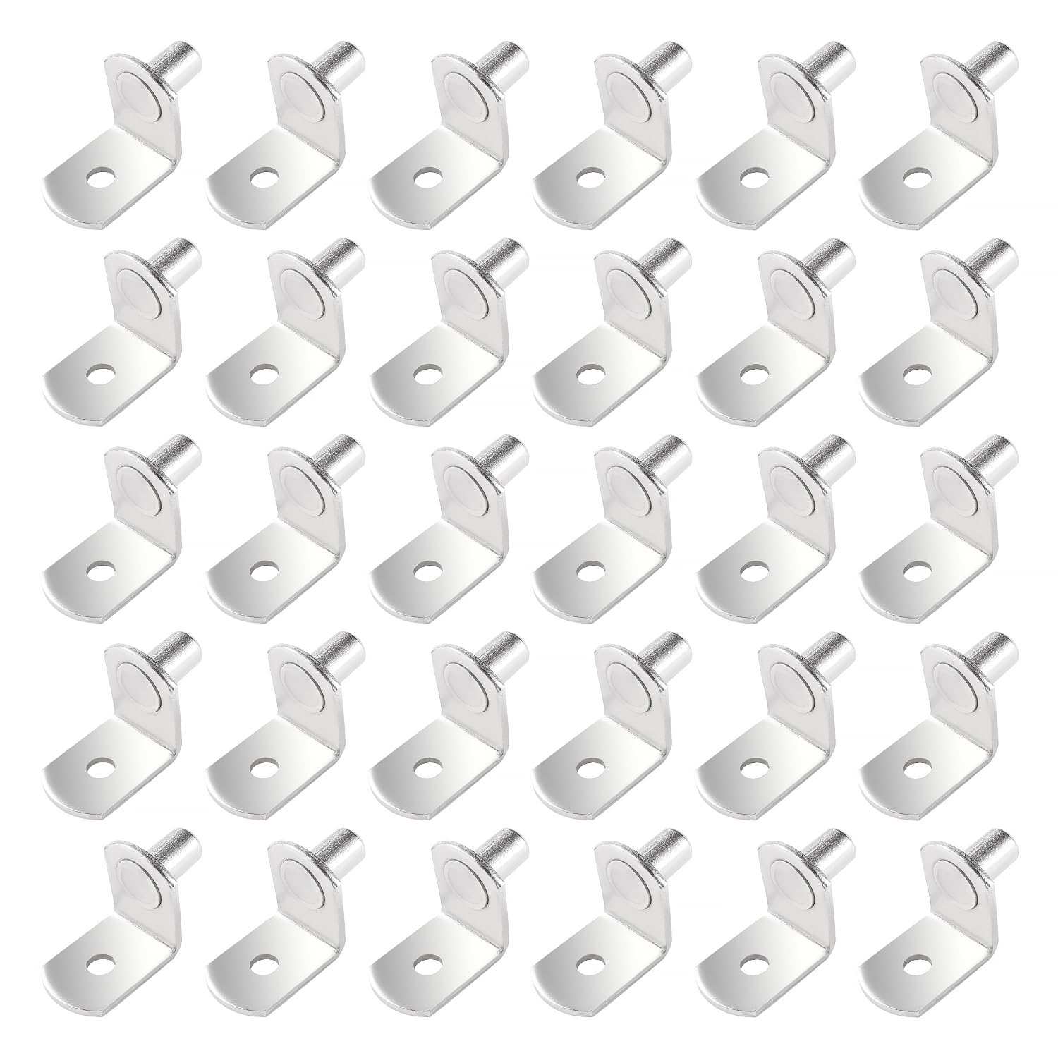YIXISI 30 Pezzi 6mm Reggimensola Pioli L, Supporti Ripiani Armadio Supporto Mensole Staffe, per Mobili da Cucina