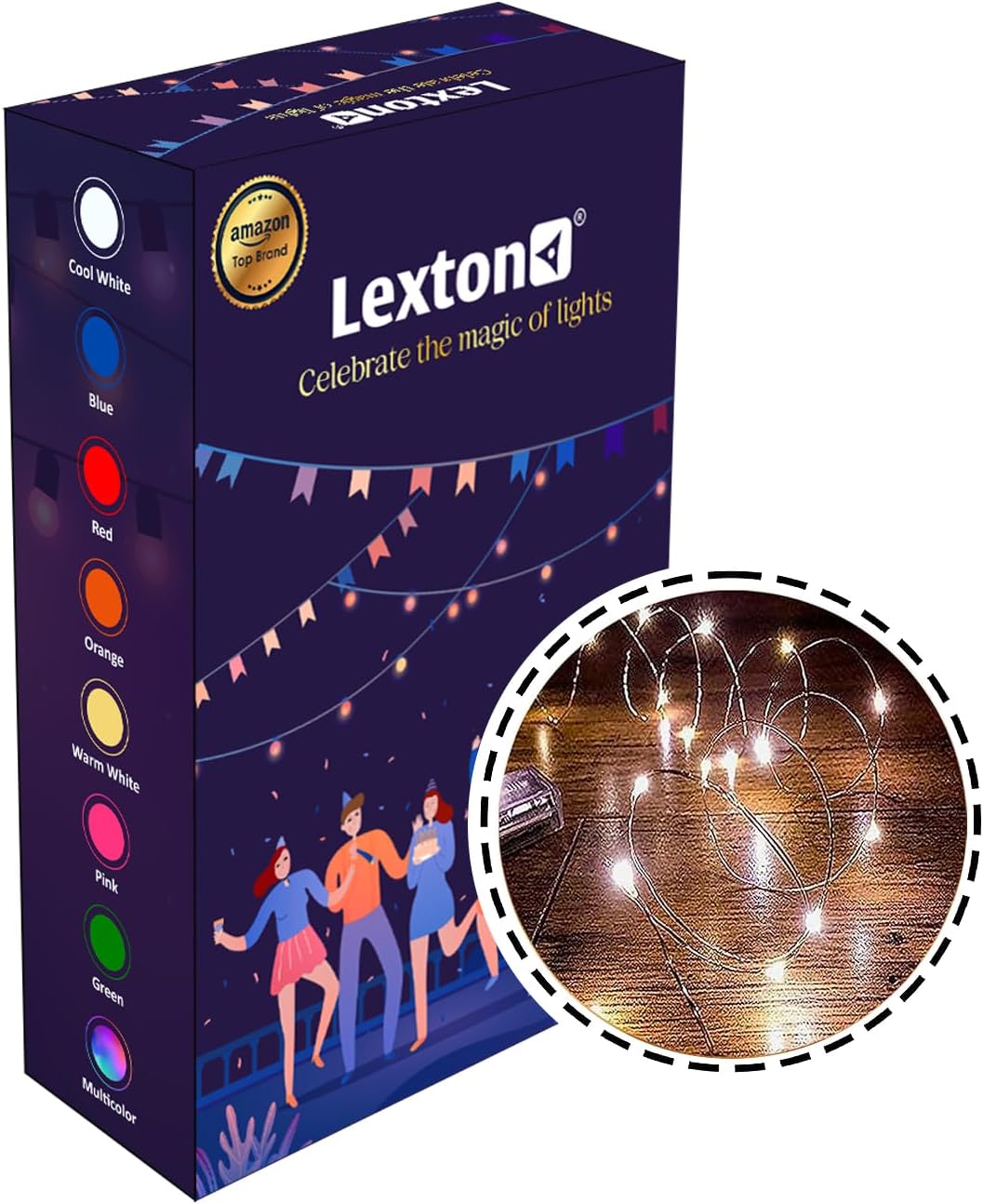 Lexton 5 Meter 50 LEDs Waterproof Copper Wire String Fairy Lights Battery Powered (Battery Not Included) |for Indoor & Outdoor Decorations (Warm White, Pack of 1), Standard (Lex-5m/50Led)