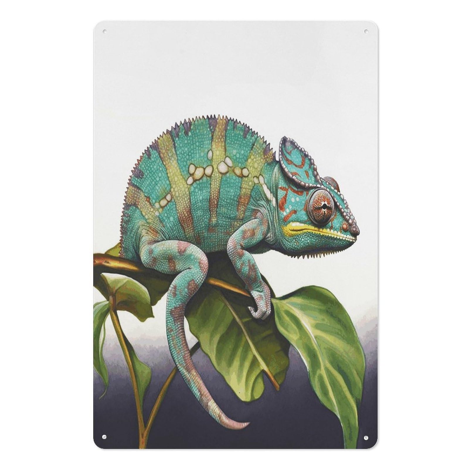 Chameleon Tin Sign Novelty Vintage Wall Art for Home Farmhouse Decor Metal Signs Classical Tin Hanging Picture for Yard Hotel Living Room 11.8x7.8 Inches