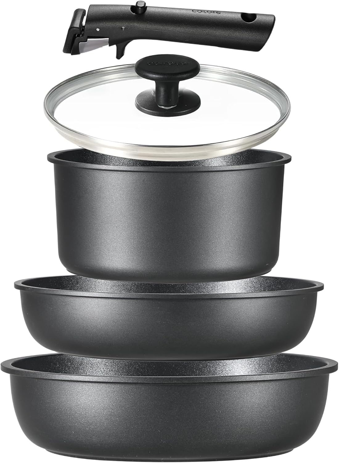 CAROTE Pots and Pans Set Non Stick, Cookware Set Detachable Handle, Nonstick Induction Kitchen Sets Non Stick with Removable Handle, RV Cook Ware, Oven Safe, Black CAROTE Pots and Pans Set Non Stick, Cookware Set Detachable Handle, Nonstick Induction Kitchen Sets Non Stick with Removable Handle, RV Cook Ware, Oven Safe, Black