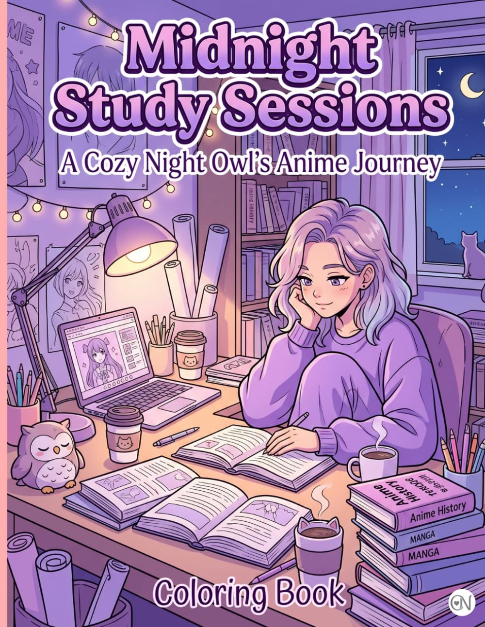 Midnight Study Sessions: A Cozy Night Owl’s Anime Journey: A Coloring Book with Journaling Pages for Teens and Adults: Lofi Aesthetic Scenes, Cozy ... Notes & Thoughts Space for Stress Relief