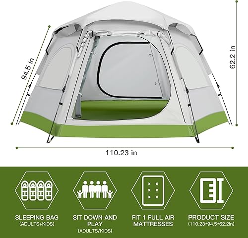Miniatura 2 de Family Camping Tent 4 Person Waterproof Cabin Tent with Awning and 4 Sided Mesh Windows Easy Setup Portable Outdoor Tent for Beach Park Mountain