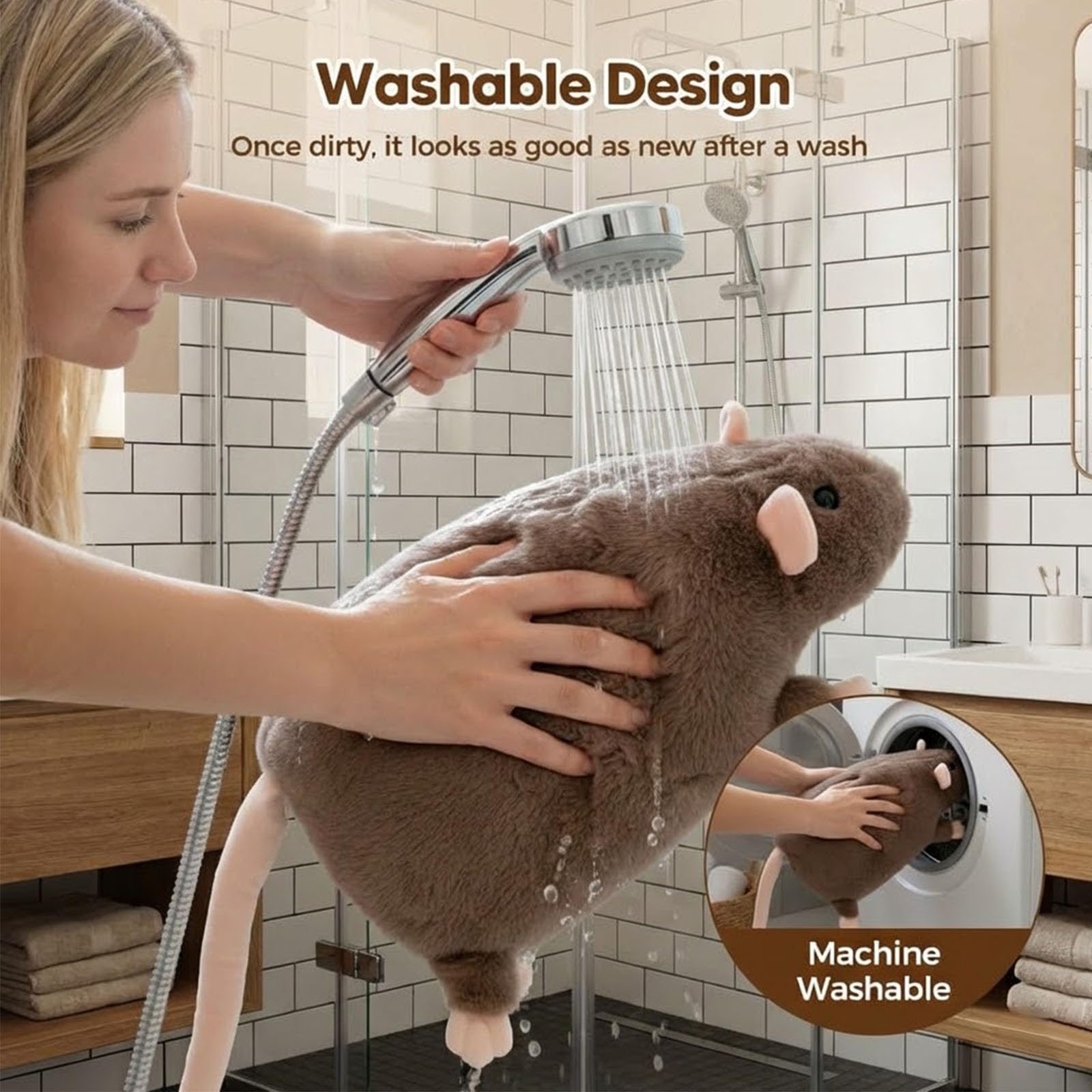 Peluche Rat Géant 90 Cm – Doux Et Réaliste, Avec Rembourrage PP, Pour Câlins, Décoration Et Oreiller – Gris, Pour Lit Et Canapé