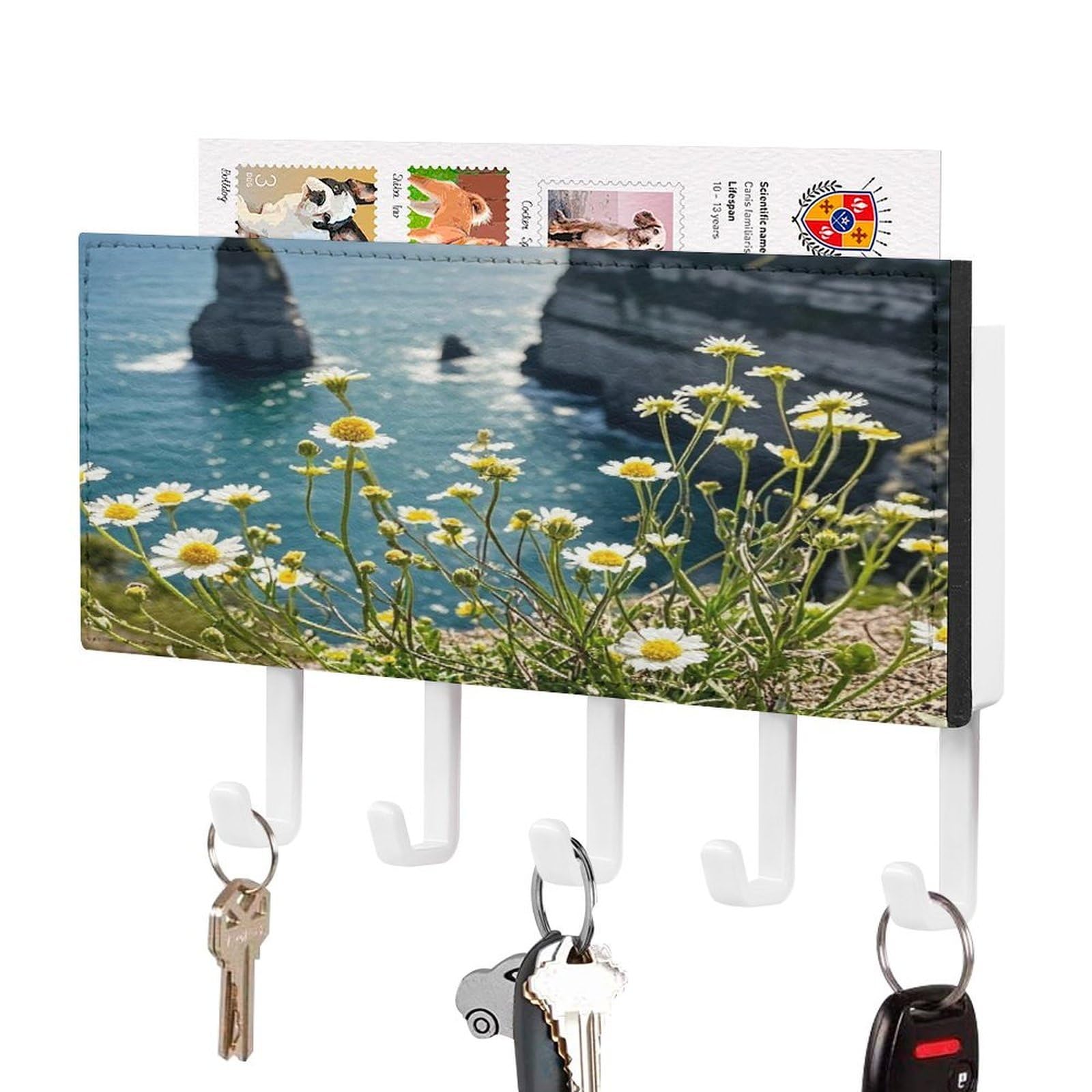 Organizador de llaves para pared en el recibidor familiar con diseño floral de arena decorativo