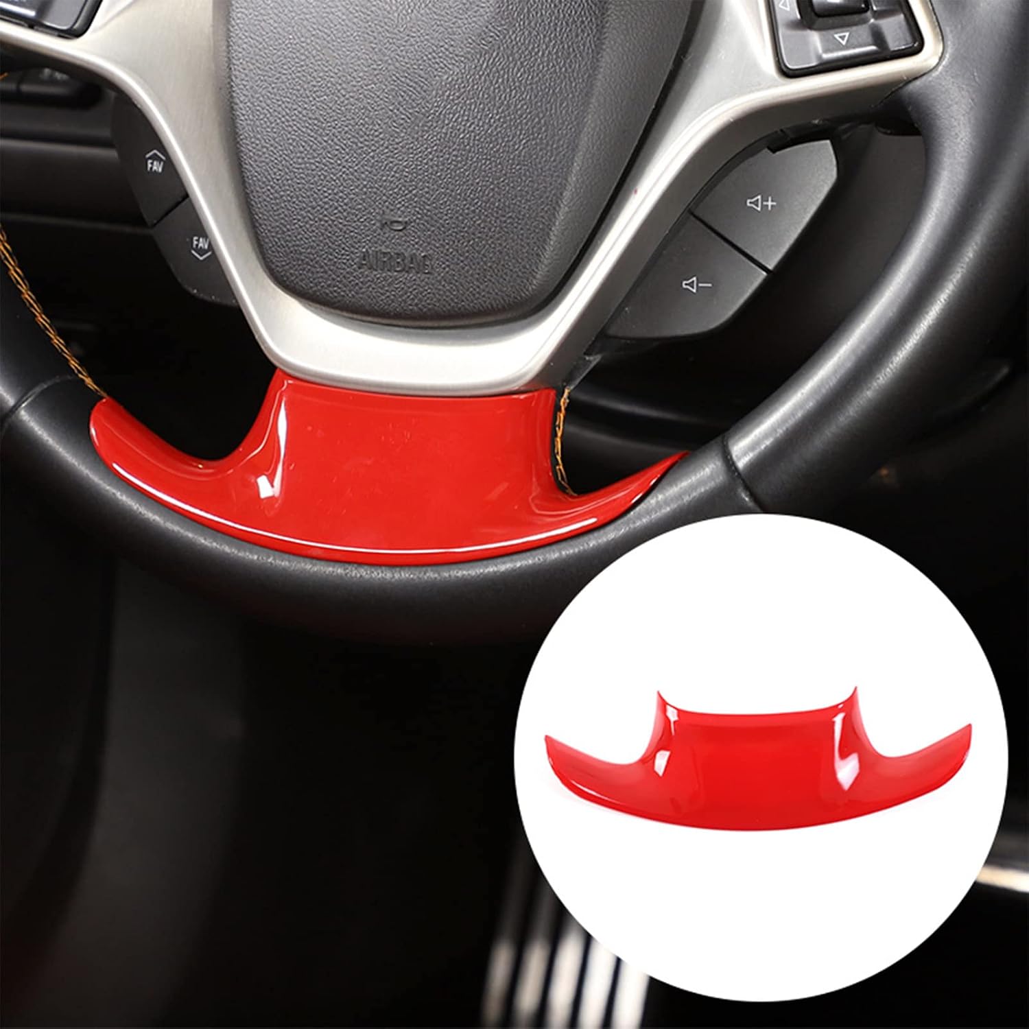 Steering Wheel Decorative Cover Trim ABS 1PCS Compatible with Corvette C7 Z06 Z51 ZR1 Stingray 2014 2015 2016 2017 2018 2019,C7 Interior Sticker Trim Accessories (Sports Red)