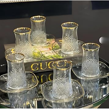 ASSA BAZAAR 12 Par a Ger ek Yald zl  Timeless  ay Seti | 6 Bardak & 6 Tabak Gri