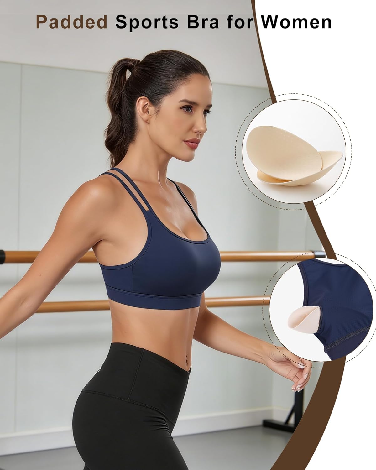 QUOJIZY Supportive Sports Bras for Women Strappy Workout Top with Built-in Bra Thin Straps Y Back Crop Tank Top - Image 5