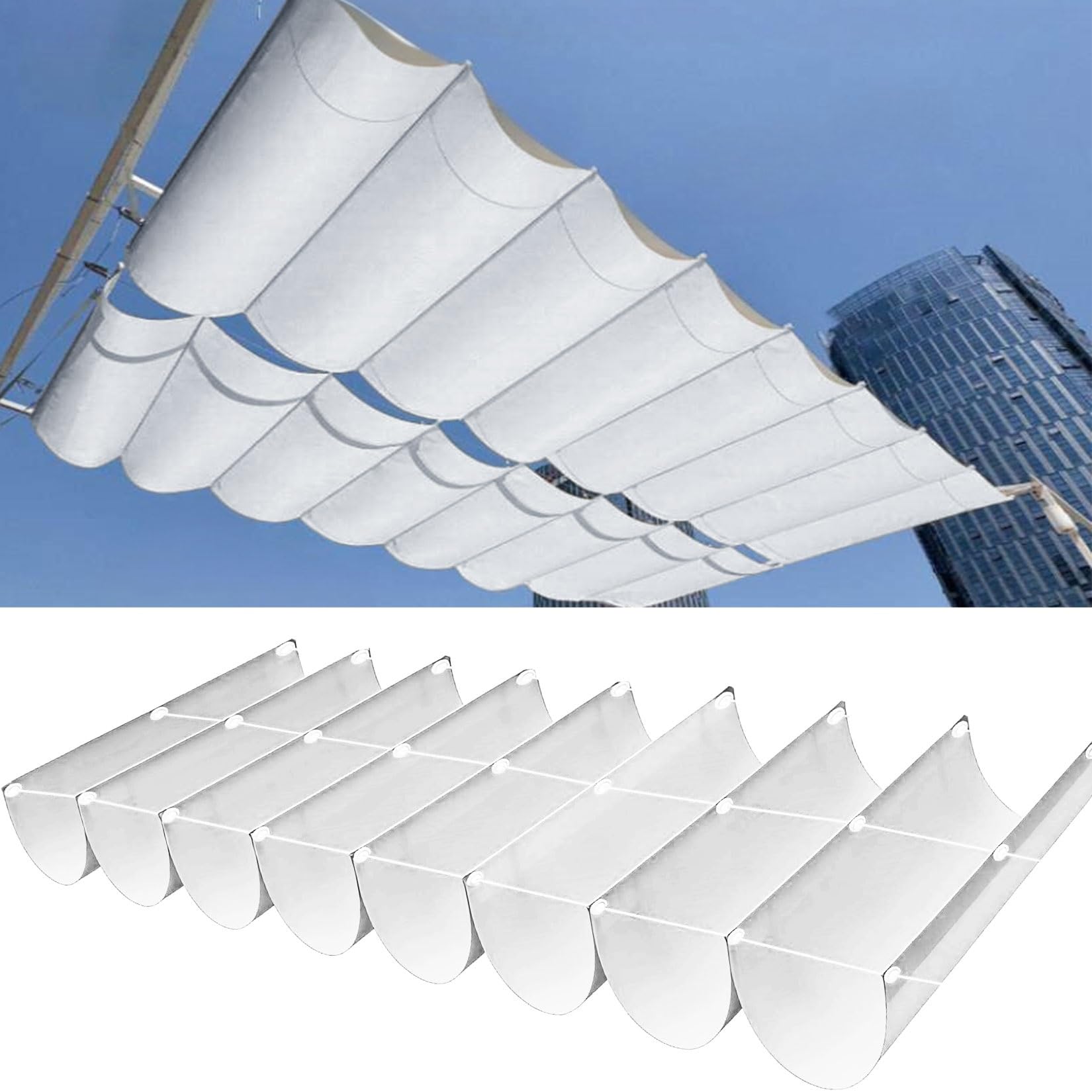 Toile-Ombrage Rétractable Vague 250x310 Pergola-Auvent Réglable Jardin Terrasse