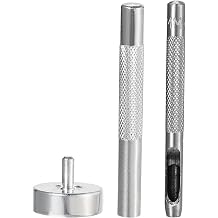 TA-VIGOR Eyelet Hole Punch Die Tool 5mm 3/16 Inch Metal Grommet Setter Kit with Top and Bottom Die for Fabric Leather Clothes DIY Crafts Sewing Accessories Silver Tone