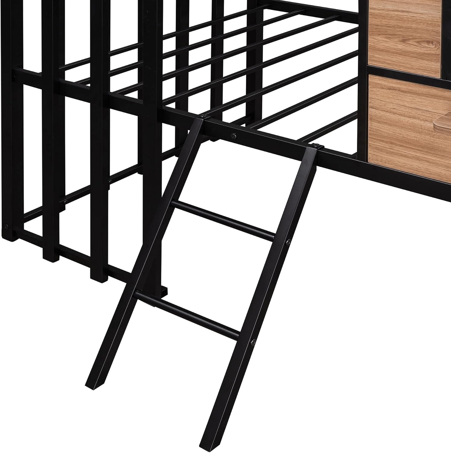 Ball & cast Metal Twin Size Loft Bed with Roof, Window,Heavy Duty Metal Bed Frame with Guardrail, Ladder,for Small Spaces, Bedroom, No Boxspring Required,Black