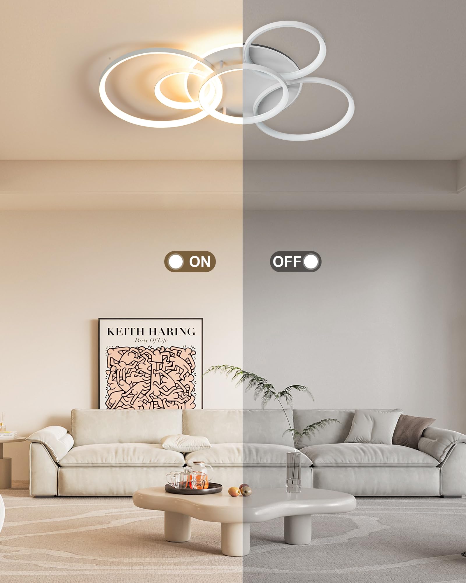 Plafoniera LED Soffitto Moderna, Lampadario Camera da Letto 86 * 60cm，Plafoniera LED Dimmerabile 3000K-6000K per Soggiorno Camera da Letto Sala da Pranzo 75W