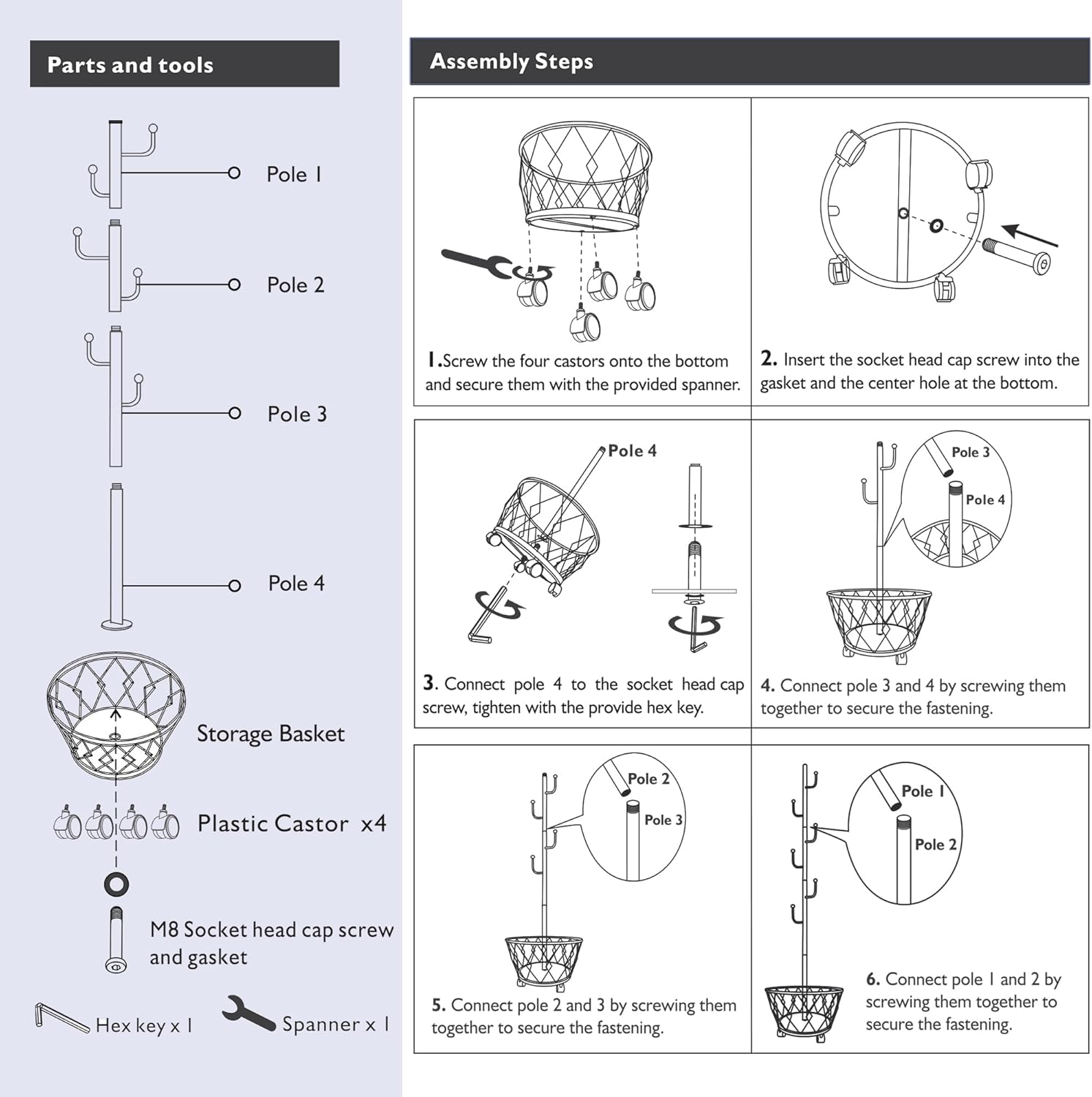 White Cactus shaped Coat Rack Hanger Freestanding, Metal Clothes Rack with Basket 6 Hooks to Hang Clothes, Hat, Bag for Entryway, Hallway, Bedroom