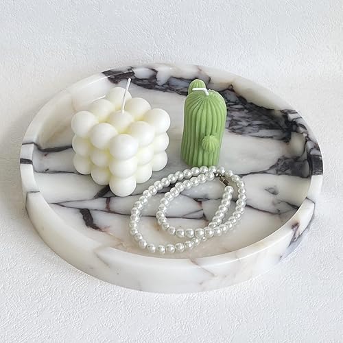 Miniatura 3 de StonePlus Bandeja de baño de mármol real natural para tazas, champú y perfume (negro gris, 9.84 pulgadas de profundidad x 1.18 pulgadas de alto)