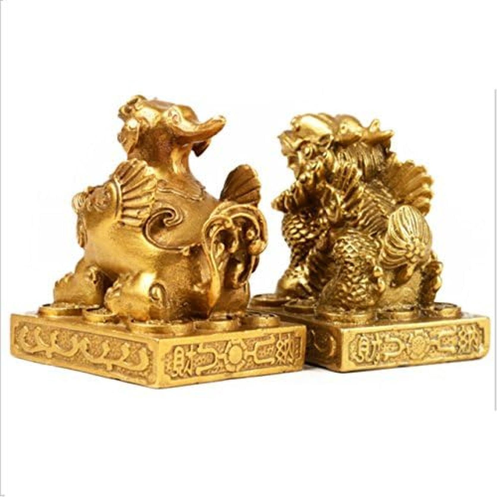 Amazon.co.jp: Longzlan(売店)貔貅ヒキュウ雄雌セット一対銅製風水置物