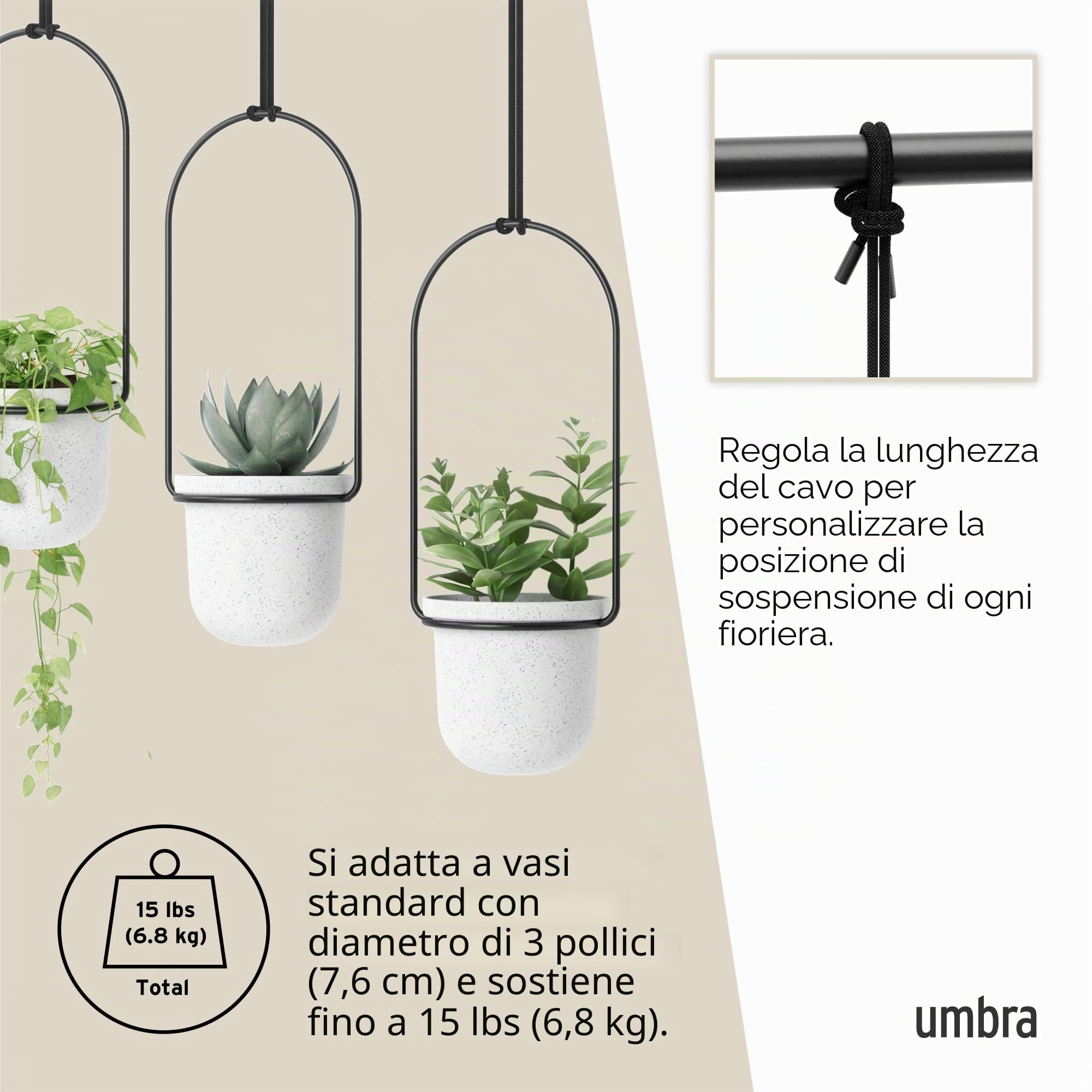 Umbra Triflora Portavasi da appendere, Bianco