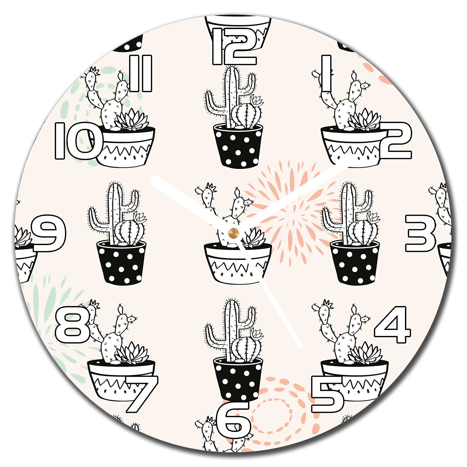 Horloge en verre cactus 30 cm pour cuisine et salon moderne