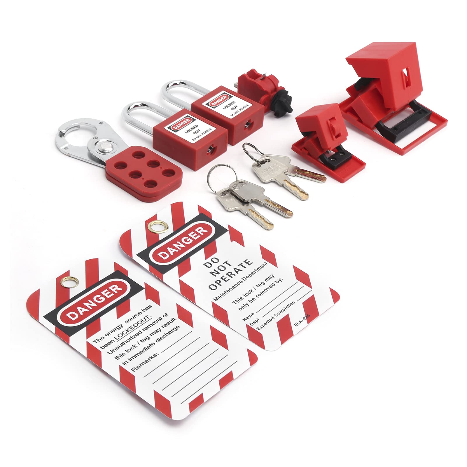 Kit de Bloqueo y etiquetado, Kit de Bloqueo eléctrico y etiquetado con Bolsa de Bolsillo Juego de candados de Seguridad Bloqueo del disyuntor para Estaciones de Bloqueo y etiquetado
