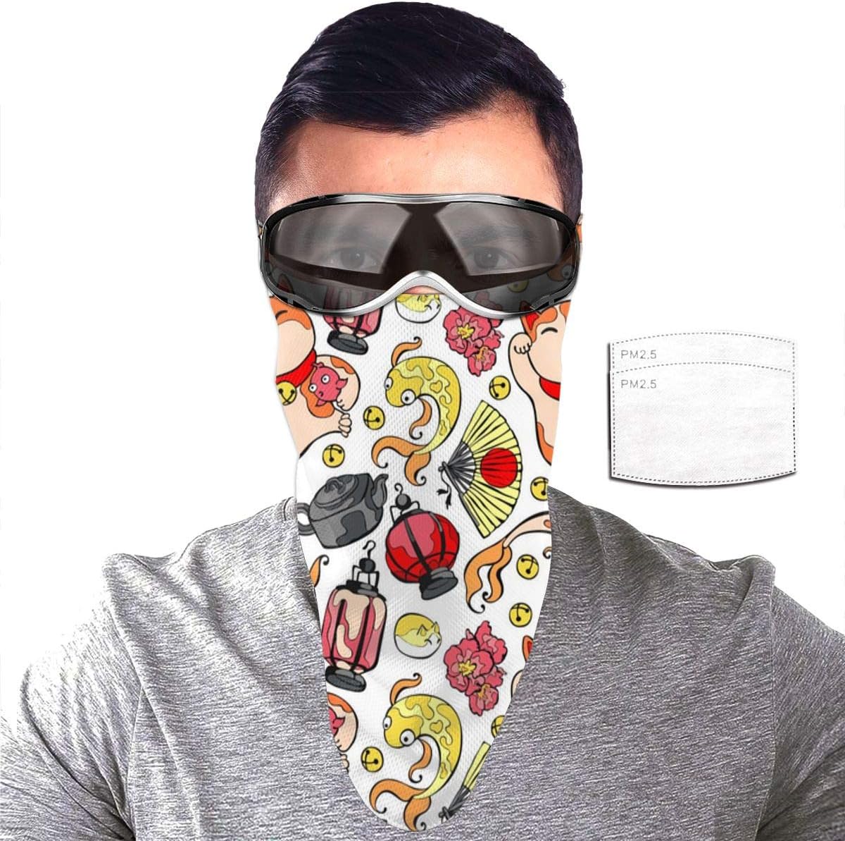 Japanese Lucky Charm Talisman Women Men Outdoor Sport Triangle Sun Face