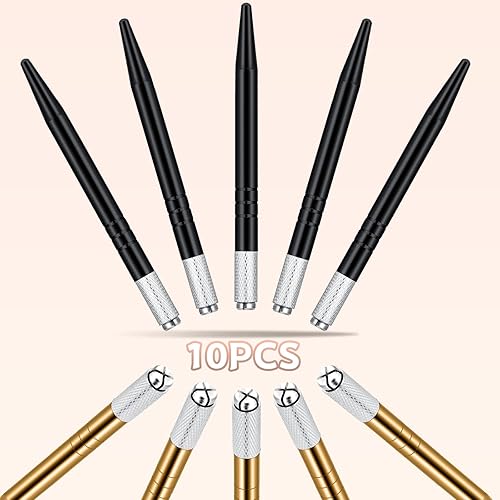 Miniatura 6 de Microblading - 10 bolígrafos manuales para cejas, bolígrafo Microblade de aluminio, herramientas manuales ligeras para microcuchilla, soporte para