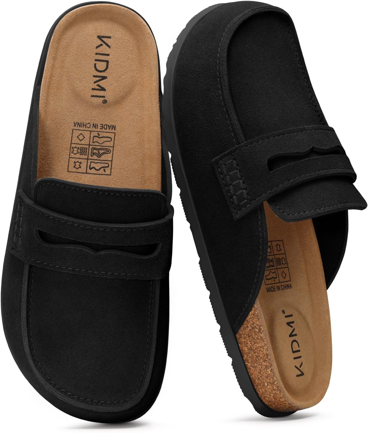 KIDMI Women's Genuine Suede Slip On Clog Mules