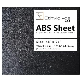 Black ABS Plastic Sheet 48" x 96" 3/16" Thick