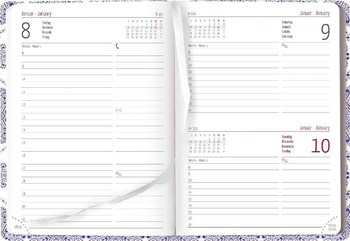 Mini Book Calendar Style Paisley 2024 - Pocket Calendar A6 - Lighthouse - Day By Day - 352 Pages - Note Book - Alpha Edition