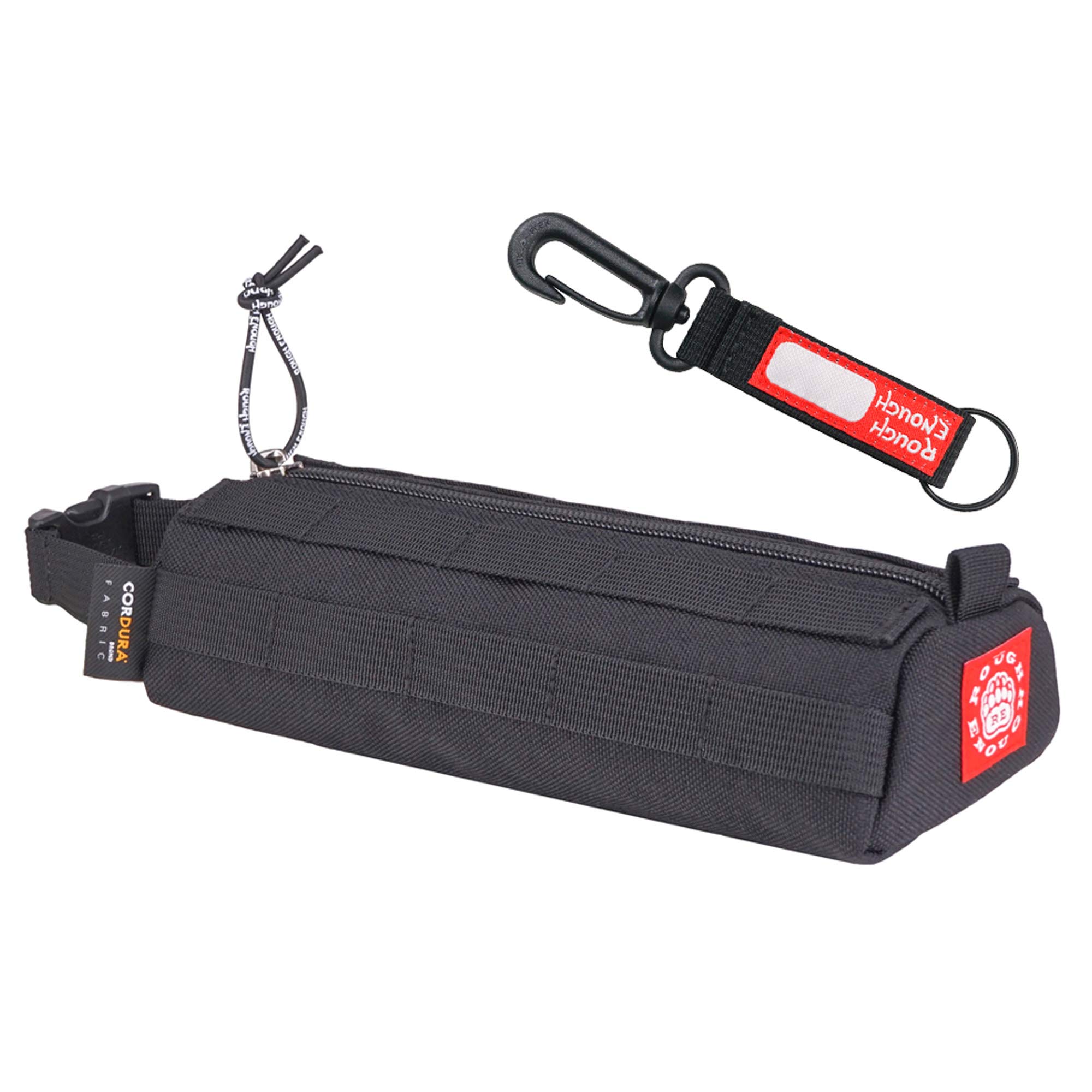 RE ROUGH ENOUGH Black Pencil Case Bag for Boys Pencil Pouch for Kids Small Molle Tactical Pouch for Adults with Quick Release Handle