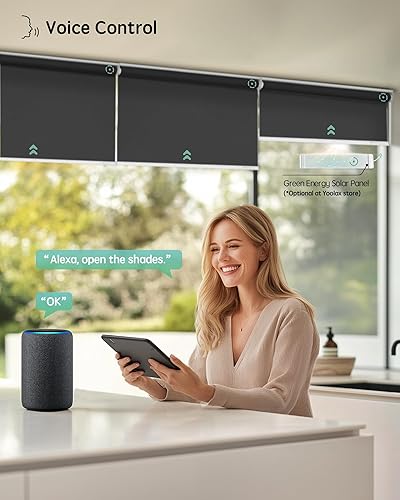 Miniatura 69 de Yoolax Persianas motorizadas con control remoto, persianas inteligentes opacas para ventanas, persianas enrollables motorizadas, persianas Tela