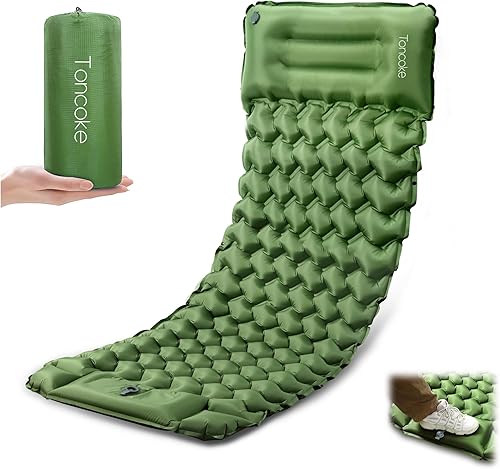 Colchoneta inflable ultraligera para dormir con bomba de pie integrada, colchón de aire compacto y duradero para camping, mochileros, senderismo,