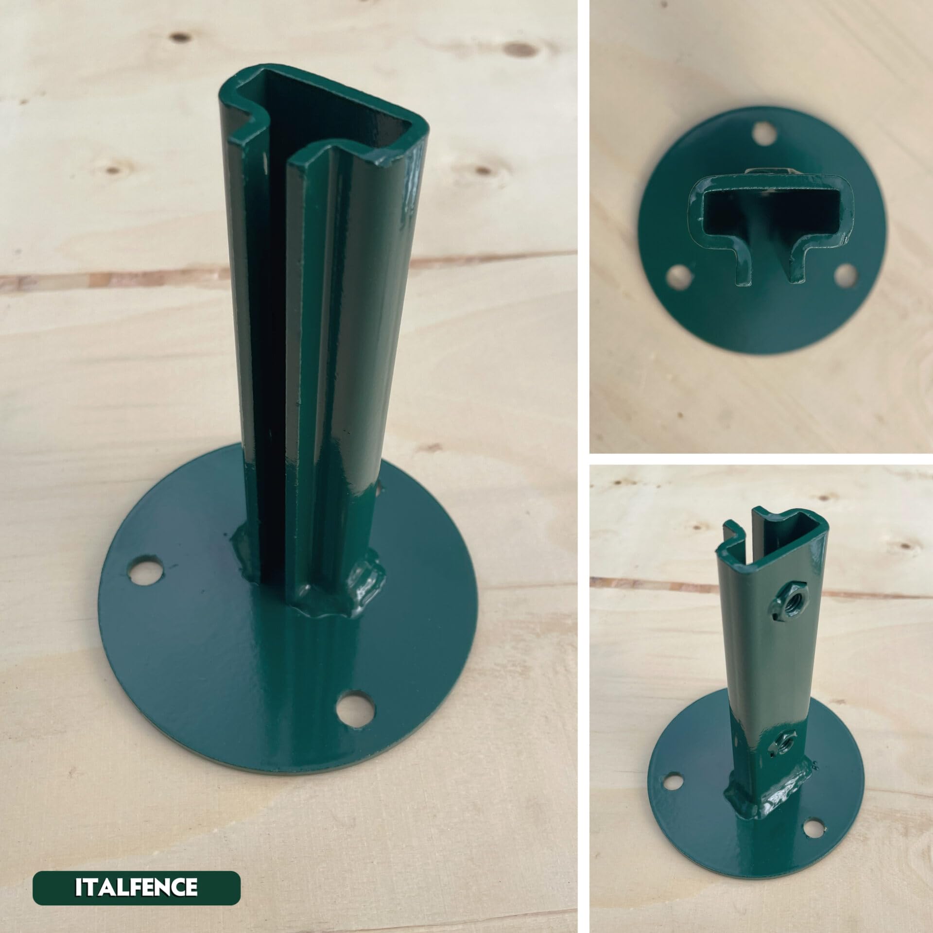 Supporto per palo a T 30x30mm da tassellare, plastificato verde [10 pezzi]