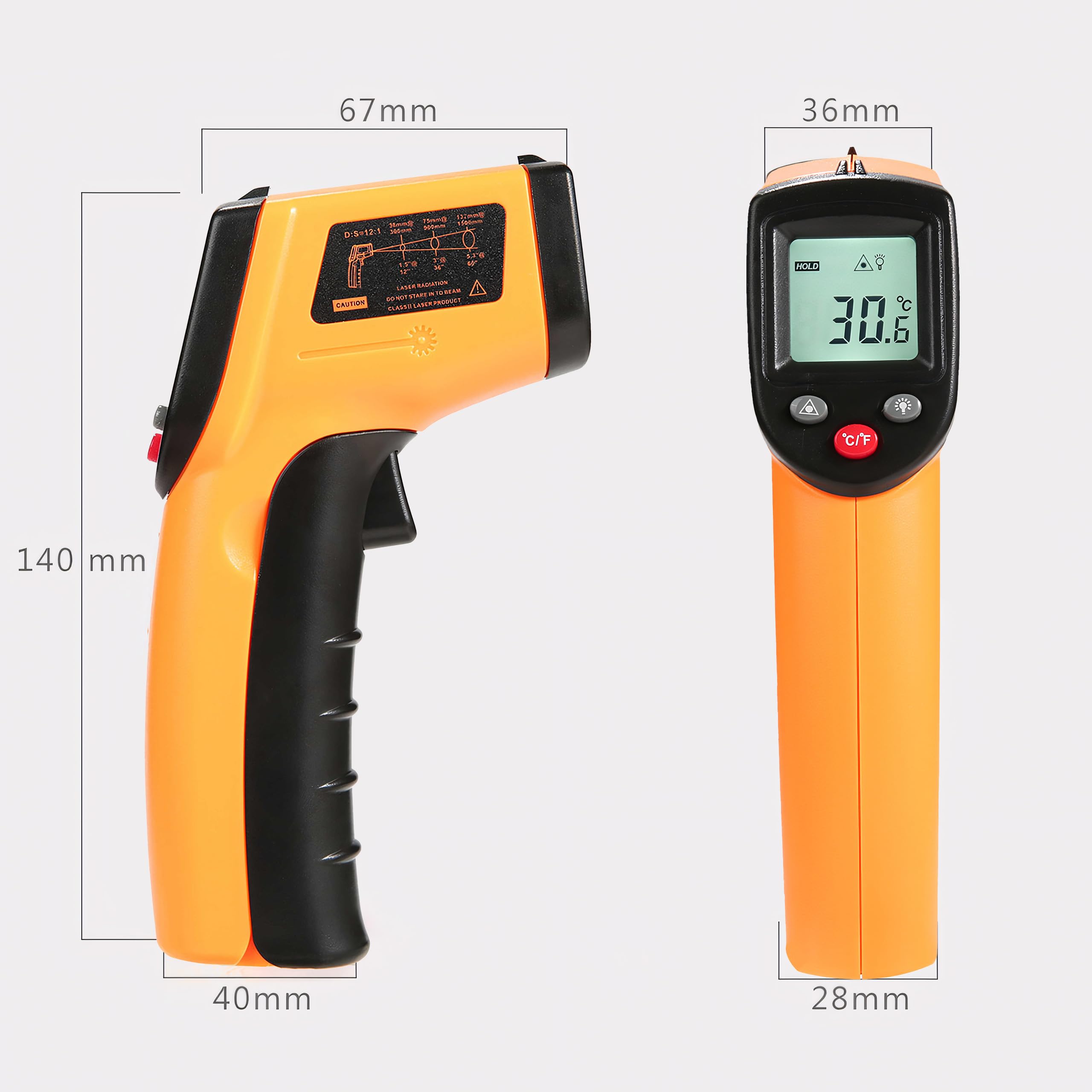Termometro Infrarossi Digitale Pirometro Pistola Temperatura Laser -50 °C ~ 380 °C LCD