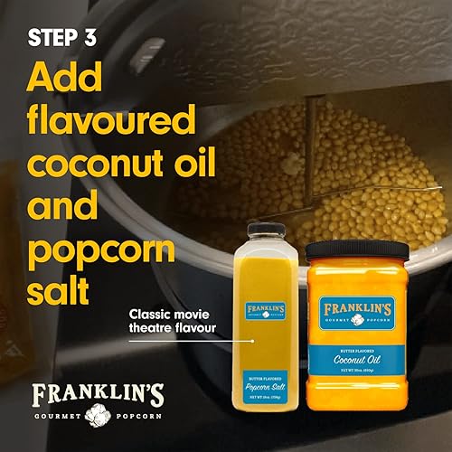 Miniatura 8 de Franklin's Gourmet Popcorn - Paquetes de noche de película - Whirley Popper, 13.5 onzas de granos de maíz clásicos, 8 onzas de sal saborizada a