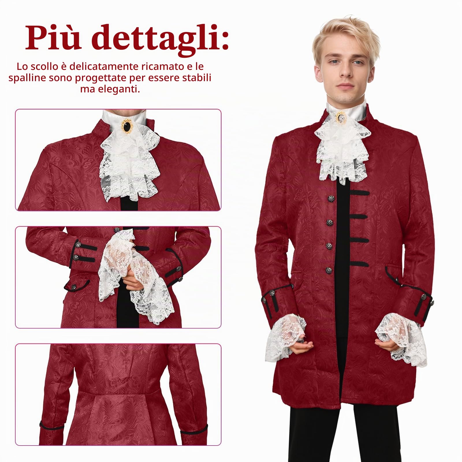 Cappotto da uomo gotico steampunk medievale vintage redingote cappotto vittoriano abbottonatura uniforme Halloween Carnevale Cosplay Costume