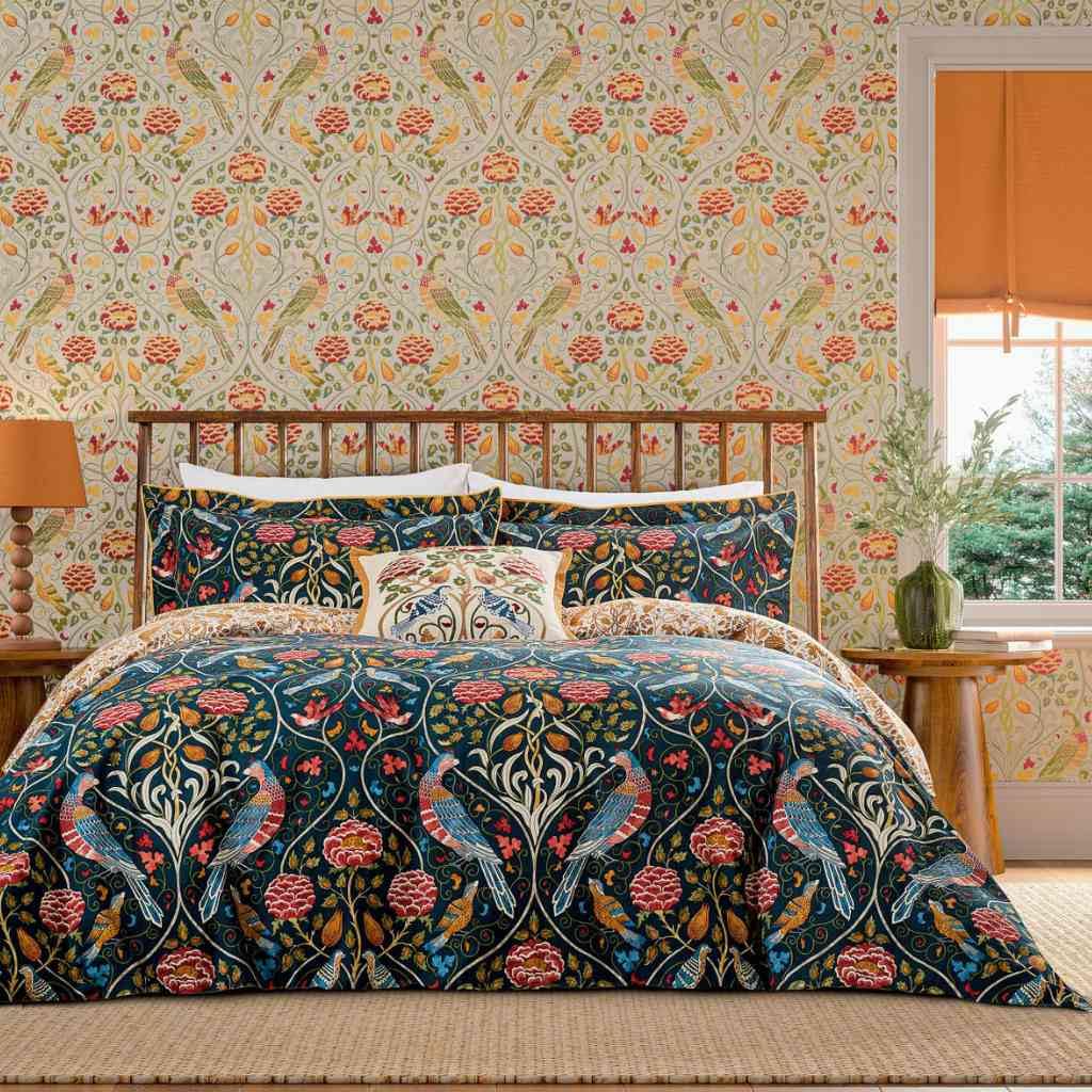 Morris & Co King Duvet Cover Set - Indigo Cotton