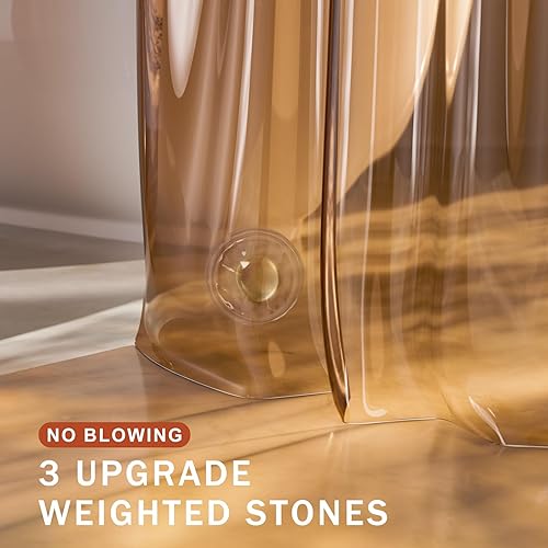 Vista 3 de AmazerBath Forro de cortina de ducha, 100% EVA, suave ámbar transparente, resistente, cortina de ducha y forro 2 en 1, 72 x 72 pulgadas, forro