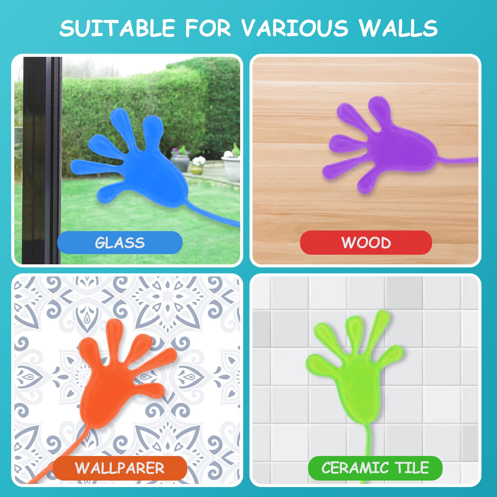 Ainiv 20 Pezzi Colorato Sticky Hands Giocattoli per bambini, Mani appiccicose Regalo per Compleanno, per Feste, di Decompressione per Ragazzi