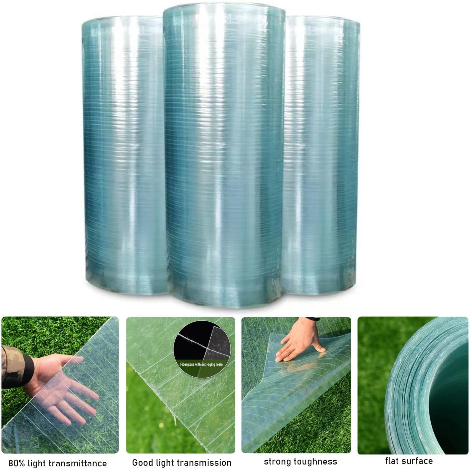Láminas de policarbonato resistentes a los rayos UV, paneles de luz diurna impermeables de 1,2 mm para invernaderos, cobertizos, cocheras y cabañas. Disponible en tamaños de 0,5 x 2 m y 1,5 x 30 m