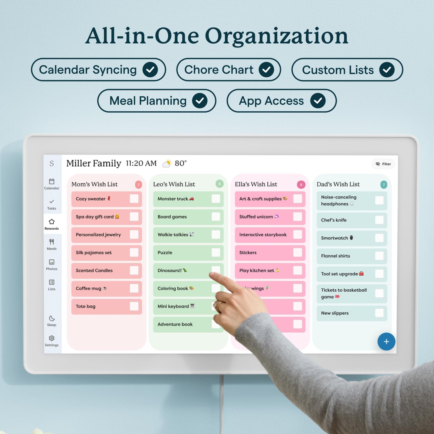 Skylight Calendar Max: 27-Inch Smart Digital Calendar & Chore Chart, Family Organizer with Interactive Touchscreen Display – Wall Mountable in Portrait or Landscape, Classic White Frame (Bilingual English/French Edition) - 3