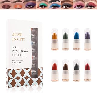 Cream Eyeshadow Stick Kit-8Pcs Mini No Crease Hypoallergenic High Pigmented Glitter Shimmer Eye shadow Pencil Crayon, Waterproof & Long Lasting Smoky Metallic Eyeshadow Stick,Eye Makeup Gift for Women