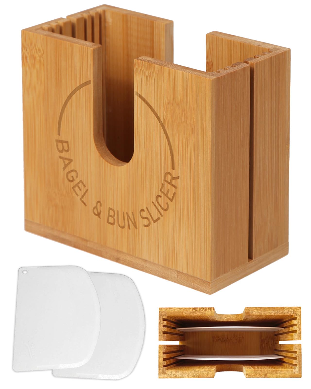 Large Adjustable Bagel Slicer Holder with Non-Slip Pad for Small and Large Bagels, Buns, English Muffins