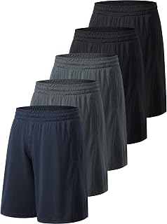 Profector Men's Quick Dry Athletic Shorts with Pockets - Elastic Waistband Workout Gym Running Basketball Shorts