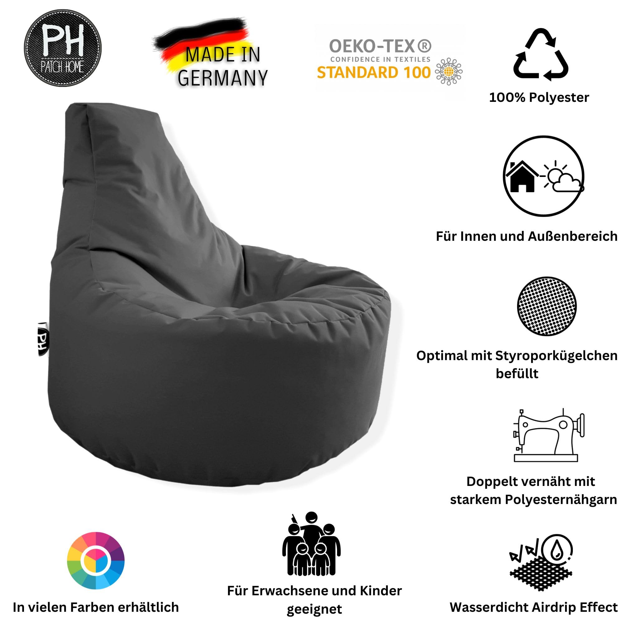 Patchhome - Pouf 2 in 1, cuscino da pavimento, poltrona a sacco da