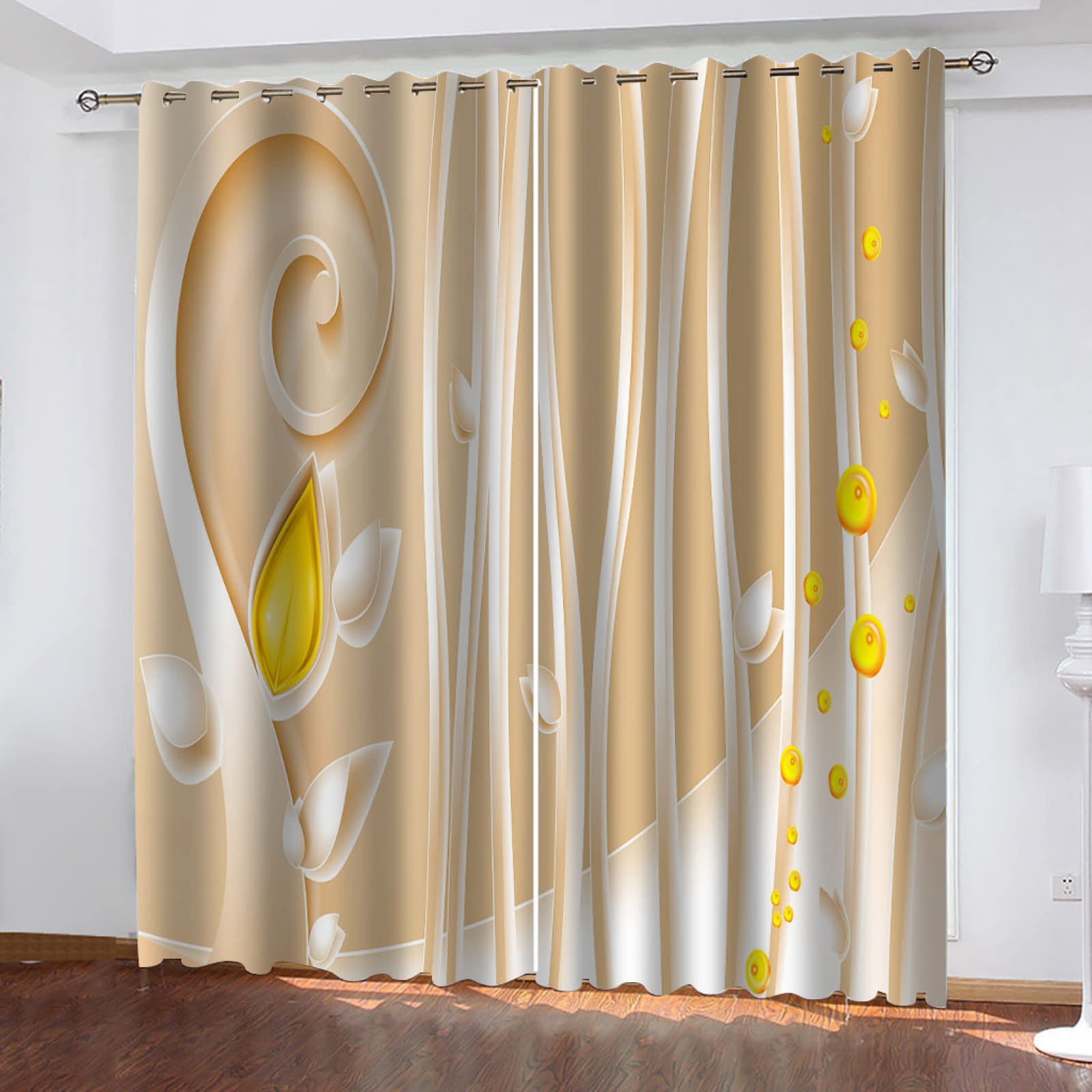 Vorhang Blickdicht Verdunklungsvorhänge Gardienen 2-SetBlume 150x166cm
