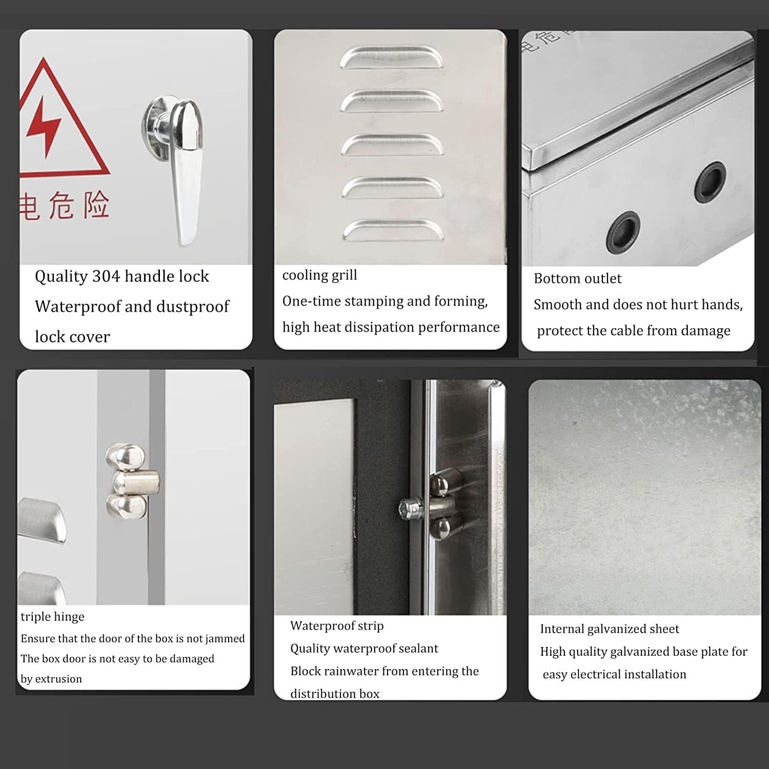 Scatola di derivazione Impermeabile in Acciaio Inox - Contenitore Elettrico da Esterno a Parete con Coperchio incernierato e Piastra di Montaggio per soluzioni di Cablaggio sicure, Durevole