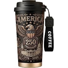 250th Anniversary Coffee Mug, 18 oz Insulated Mug, 250 Years America Garden Flag, Vintage Patriotic Design with 1776-2026 Dates, Military Anniversaries, Retirement & Holiday Commemorative Gift, Black