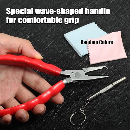 Miniatura 8 de Alicates redondos y de nailon con almohadilla de nariz de 6 pulgadas, alicates de ajuste para brazos de gafas, marco de lentes y alicates de