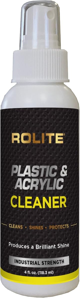 Rolite Plastic & Acrylic Cleaner, 4 fl. oz., High Shine Protectant & Polish for Nonporous Surfaces, Streak-Free Formula for Windshields, Windows, Headlights, Automotive Detailing