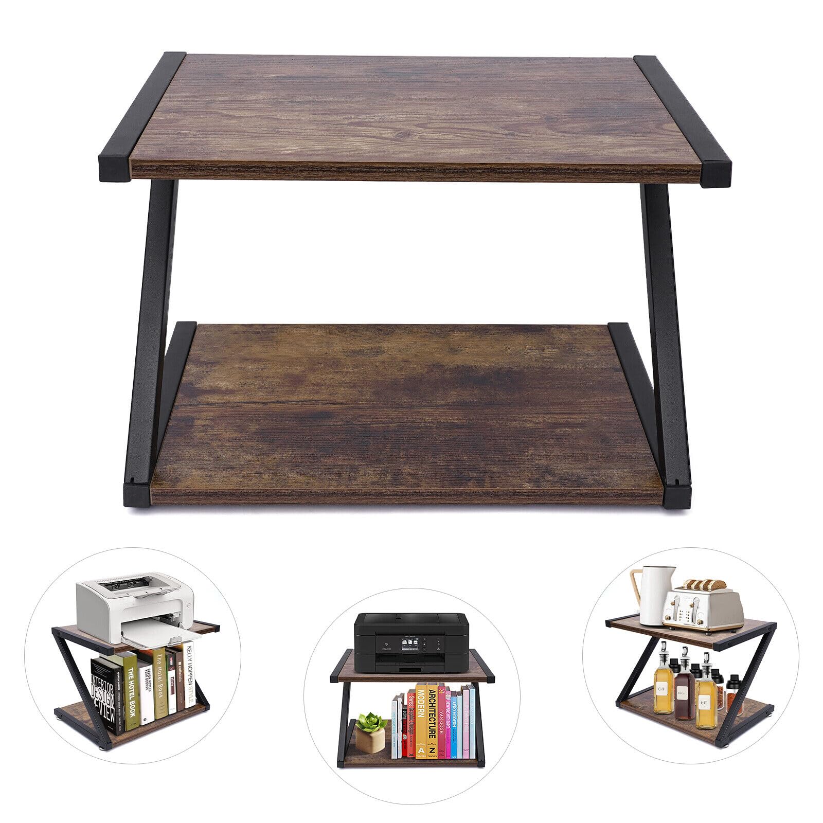 Supporto Per Stampante A 2 Piani - Organizzatore Da Scrivania Con Ripiani Regolabili Per Ufficio E Casa - Foto 11